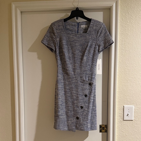 Calvin Klein Blue Tweed Mini Dress - Picture 1 of 1